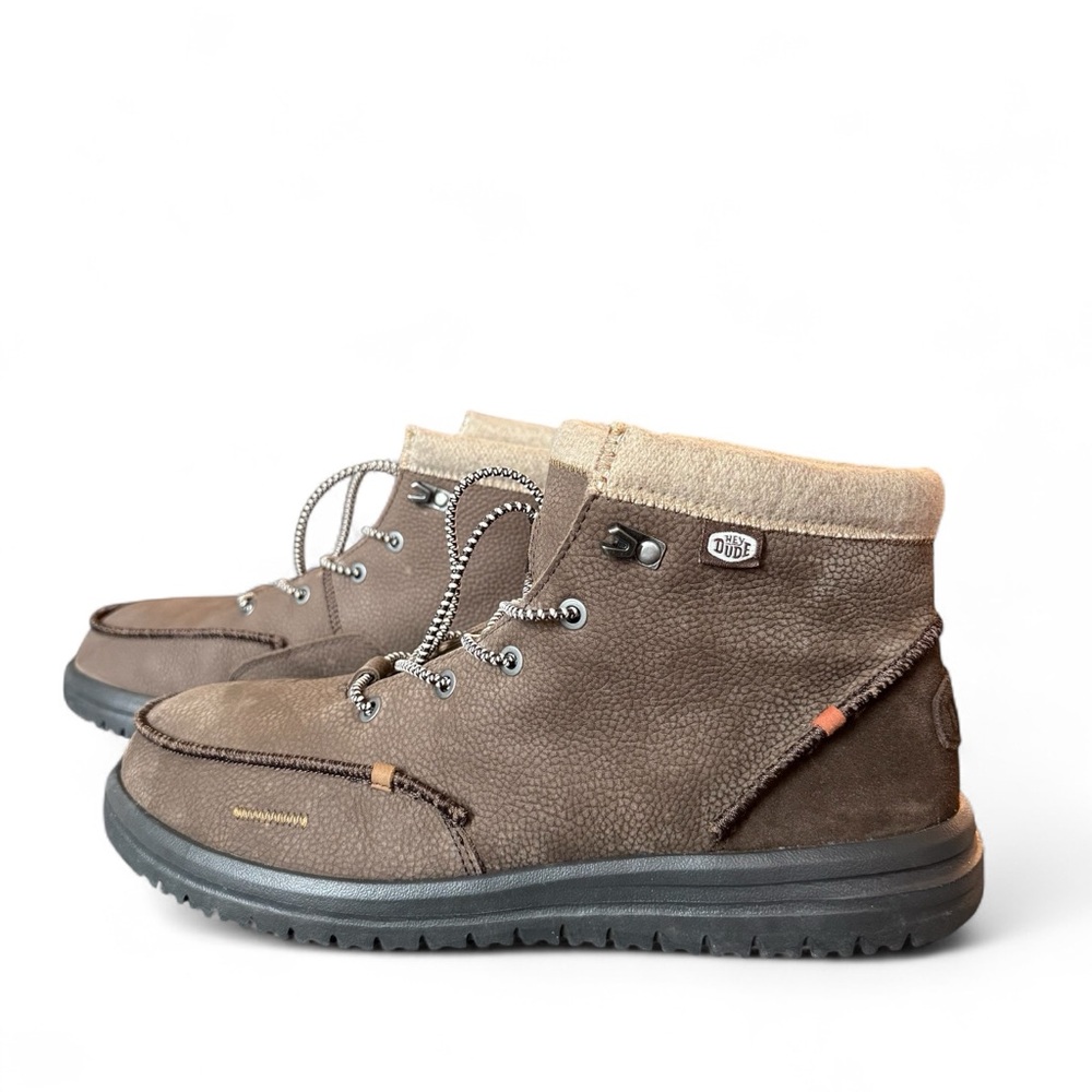 Hey Dude Bradley Leather Boots Moc Toe Leather Water Repellent Slip-On Mens 13